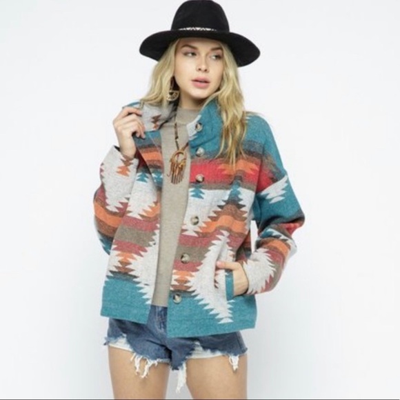 Distressed Button Down Shacket - Picture 2 of 6